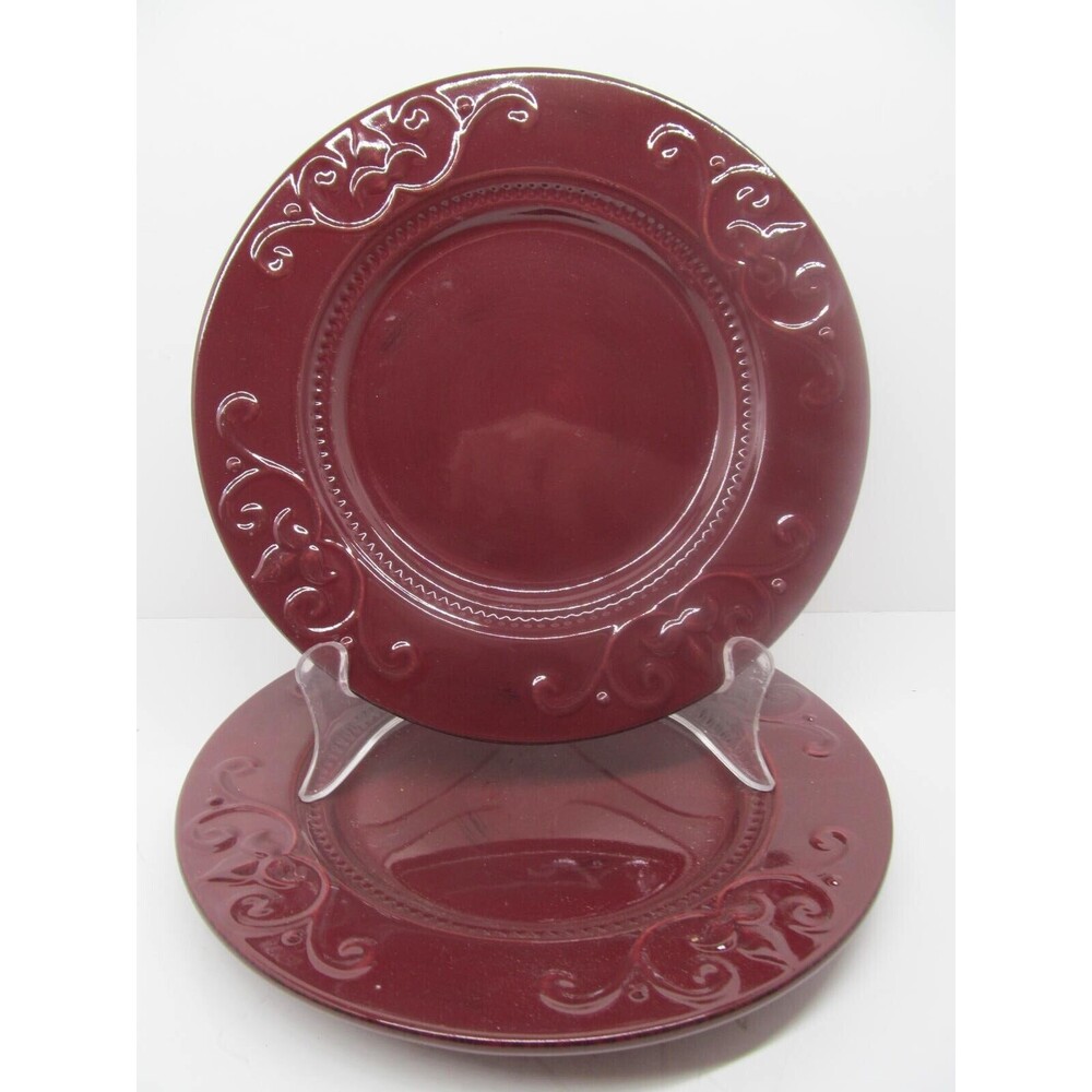 Demdaco Sapore 2004 Deb Hrabik Set Of 2 Hand Painted Red Salad Plates EUC